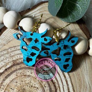 Bull Turquoise Dangle Earrings